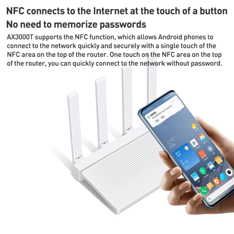 Original Xiaomi AX3000T 2.4GHz/5GHz Dual-band 1.3GHz CPU Router Supports NFC Connection, US Plug Original Xiaomi AX3000T 2.4GHz/5GHz Dual-band 1.3GHz CPU Router Supports NFC Connection, US Plug